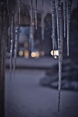 icicles hanging from a roof