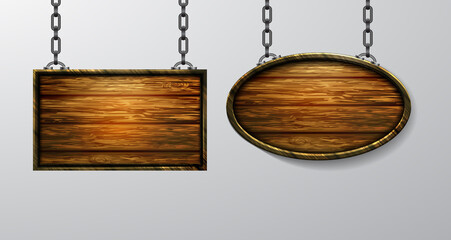 Vector realistic illustration of wooden signboard