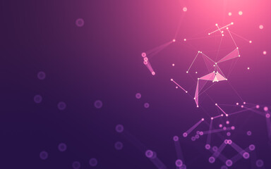Fototapeta premium Abstract background. Molecules technology with polygonal shapes, connecting dots and lines. Connection structure. Big data visualization.