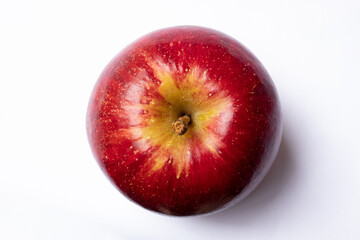 Top view of red apple isolated on white background