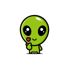 cute alien character design with korean love finger