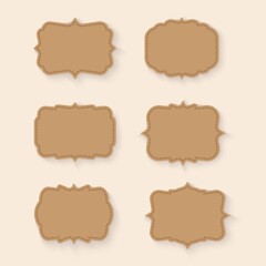 Vector set brown vintage tag and frame.