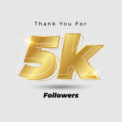 3d 5000 followers thank you with golden. 5k