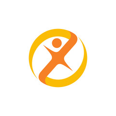 People logo template. Human in circle shape flat logo template suitable for health care, fitness sport, childcare, education school and consulting company