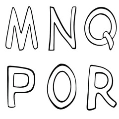 Set of letters of the English alphabet Liner font illustration, blank for designers, isolated on white background, lettering