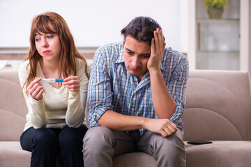 Young couple in unexpected pregnancy concept at home