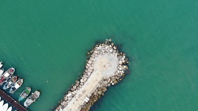 Spin Drone shot with the green sea Porto di Scauri Marina di Minturno full HD 50 fps