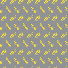 Pattern of yellow leaves on a gray background. Simple stylized drawing. Vector illustration. For wrapping paper, scrapbooking, fabric and decor.