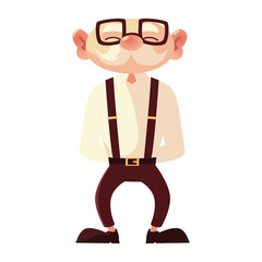 old man with glasses grandfather cartoon character senior