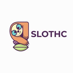 Vector Logo Illustration Sloth Mascot Cartoon Style.