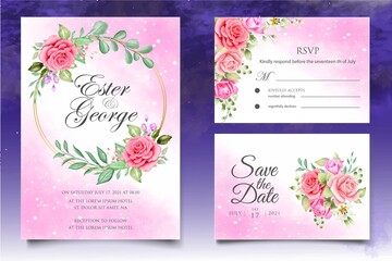 Watercolor Floral Wedding Invitation Template