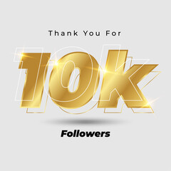 Thank you for 10k followers 3D gold logo isolated on elegant background, vector design for celebration purpose