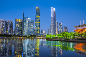 Fototapeta na wymiar Night view of Guangzhou city, Guangdong province, China