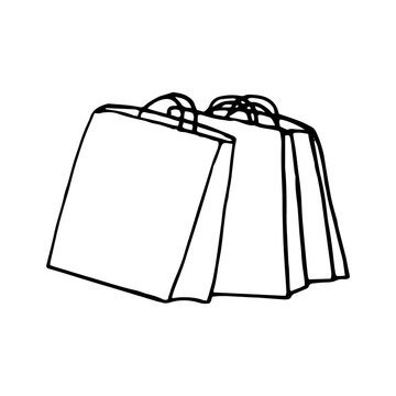 shopping bags icon. sketch hand drawn doodle style. vector minimalism monochrome. shop.