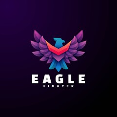 Vector Logo Illustration Eagle Gradient Colorful Style.