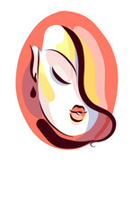   Background with a
stylish  original hand-drawn graphics portrait  with beautiful young attractive girl 