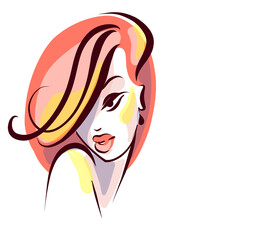   Background with a
stylish  original hand-drawn graphics portrait  with beautiful young attractive girl 