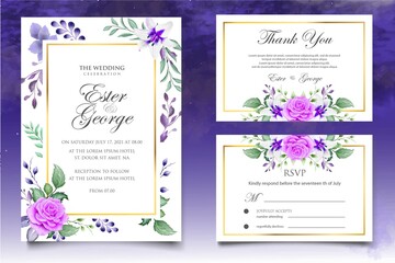 Obraz premium Elegant hand drawing floral wedding invitation template