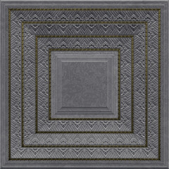 Fototapeta premium The lobby has an Art Deco ceiling, grey stucco with gold decorative ornaments 3D-rendering