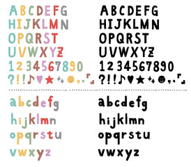 Obraz premium シンプルかわいい手描き文字のセット A set of simple and cute hand-drawn letters