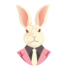 people art animal, rabbit with suit and necktie viintage retro style