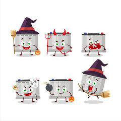 Halloween expression emoticons with cartoon character of accumulator battery