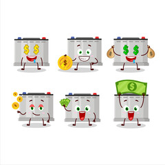 Accumulator battery cartoon character with cute emoticon bring money