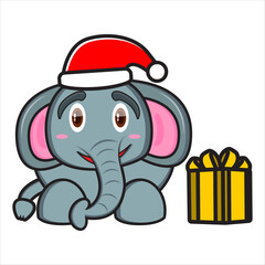 the mascot of a cute child elephant on christmas day vector design eps 10 
