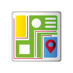 postal service, navigation map with pointer app, post service concept icon