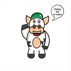 cute cow mascot illustration on Eid al-Adha