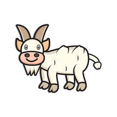 cute goat mascot on white background vector design eps 10 