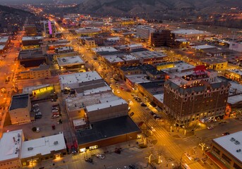 Aerial View of Christmas Lights in Rapid City, South Dakota at Dusk