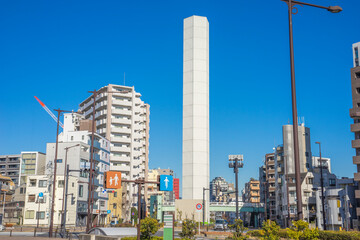 Fototapeta na wymiar 換気塔のある風景　東京渋谷富ヶ谷