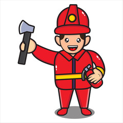 Fire fighting mascot vector design eps 10 on white background