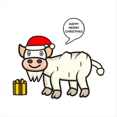 mascot the cute goat on christmas vector design eps 10