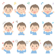 子供の表情いろいろ 上半身（男の子）01