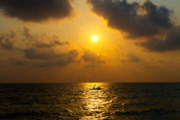 Sunset idyllic on Lonely beach