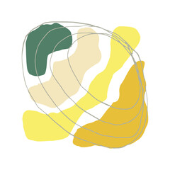 abstraction template poster, card. vector hand drawn doodle. 2021 trendy colors gold, green, gray, yellow. interior decor, covers.