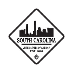 south carolina skyline silhouette vector logo