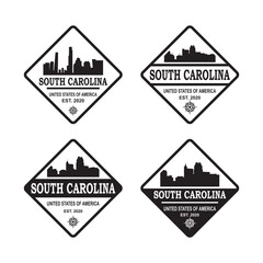 south carolina skyline silhouette vector logo