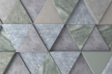 Abstract background of triangle. Modern tile wall. 3D rendering.