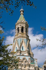 Obraz premium Beautiful bell tower of Assumption Cathedral _ Bila Krynytsia