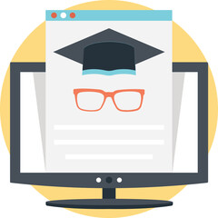 Online degree education flat icon