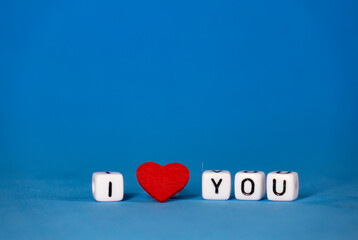 Valentine's Day. A declaration of love consists of cubes with space for congratulations .