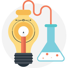 Chemistry lab experimental ideas. Flat icon of modern science research concept