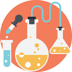 Scientific research experiment icon. Flat style science laboratory  concept