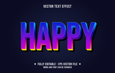 Editable text effect - happy gradient blue and purple  modern style