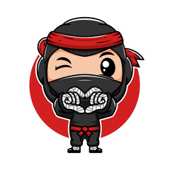 Funny little ninja Vector illustration in a cartoon style. Isolated on white background. © Noor-shine