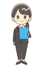 女性、スーツ、笑顔、ボード