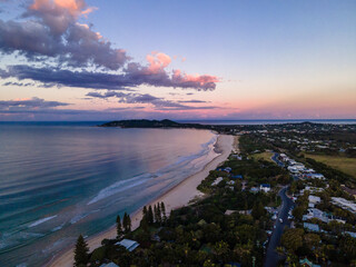 Byron Bay Sunset Aerial main beach